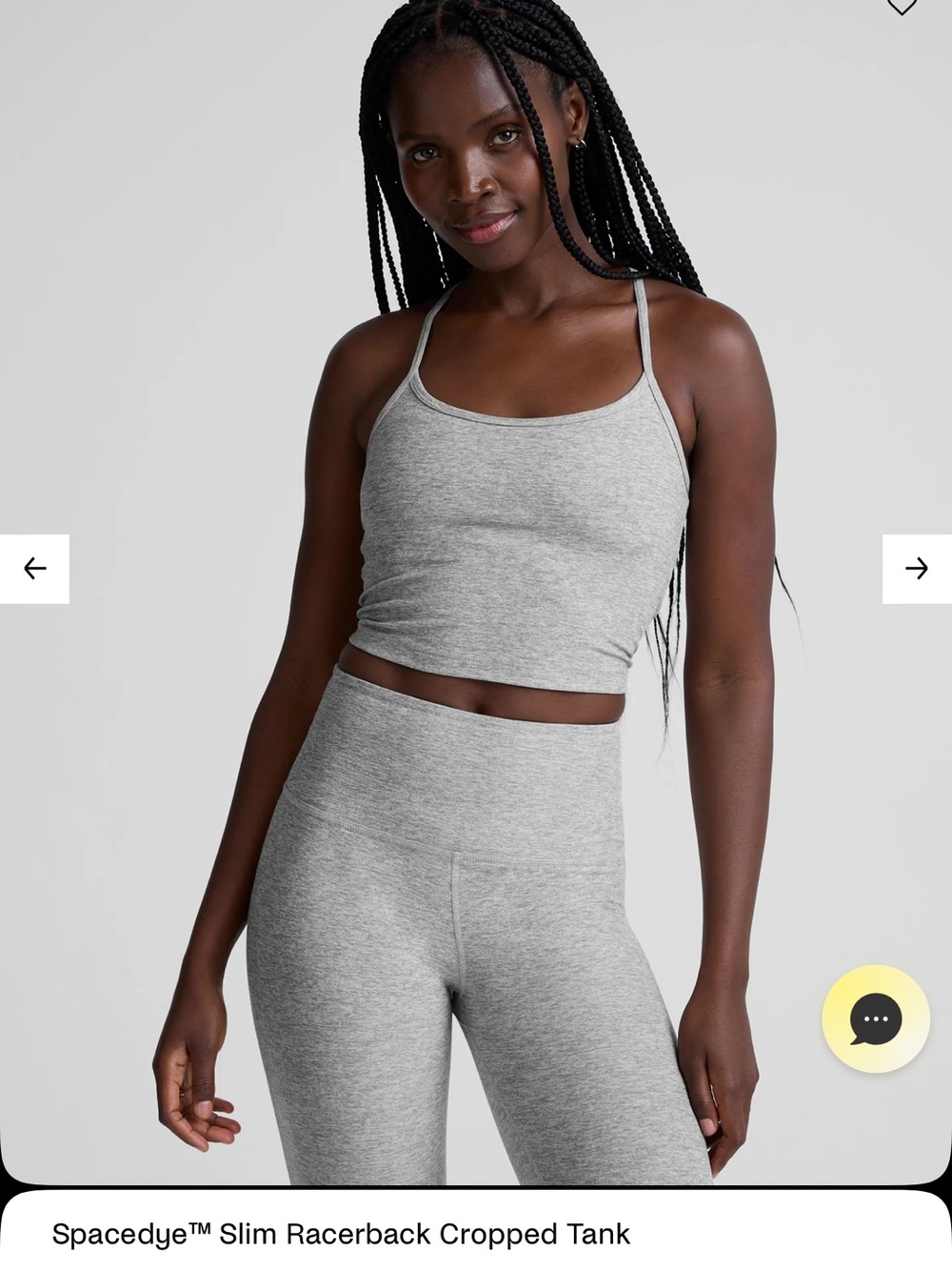 Beyond Yoga Spacedye Slim Racerback Cropped Tank in Heather Gray